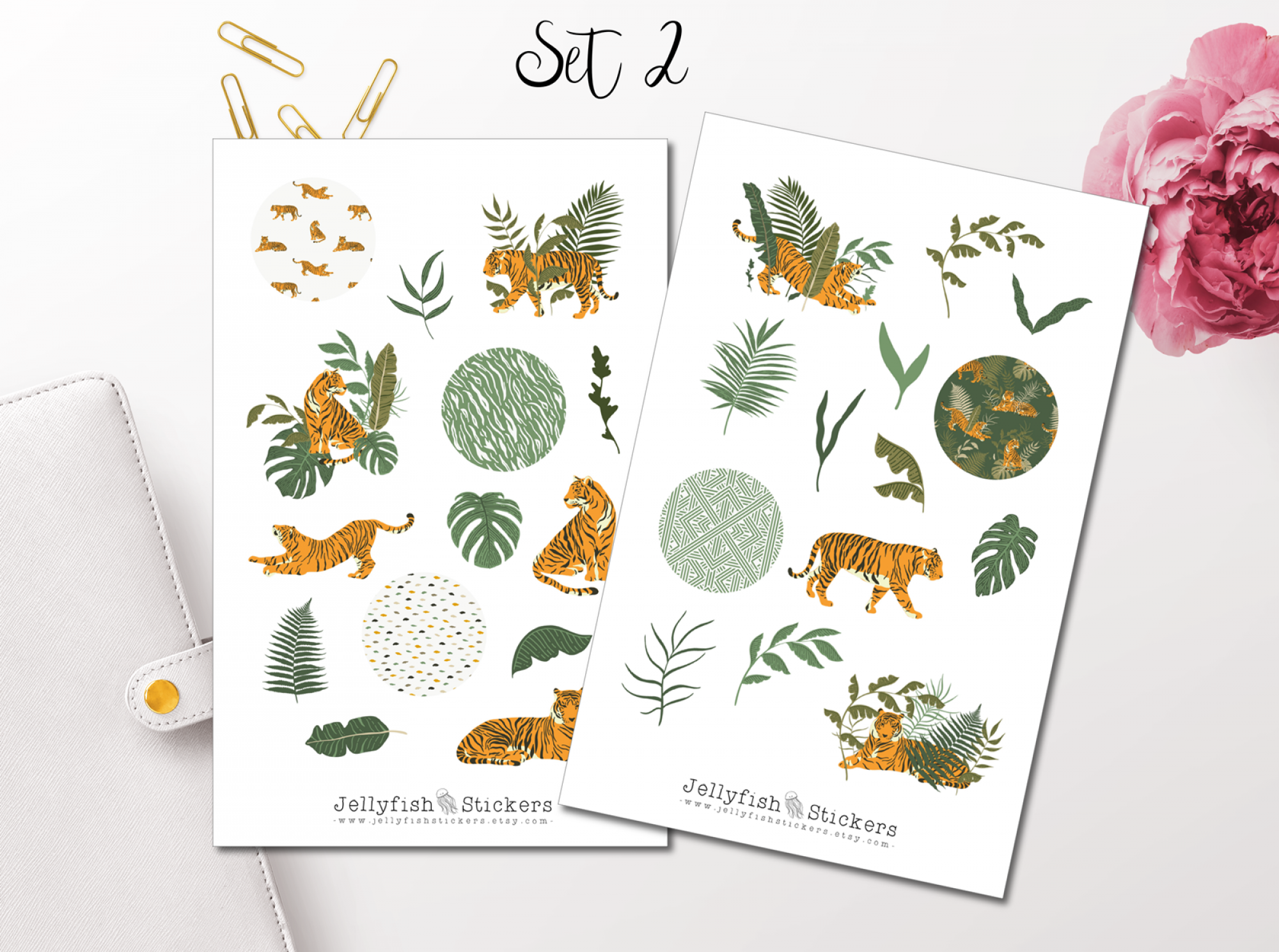 Leopard und Tiger Sticker Set